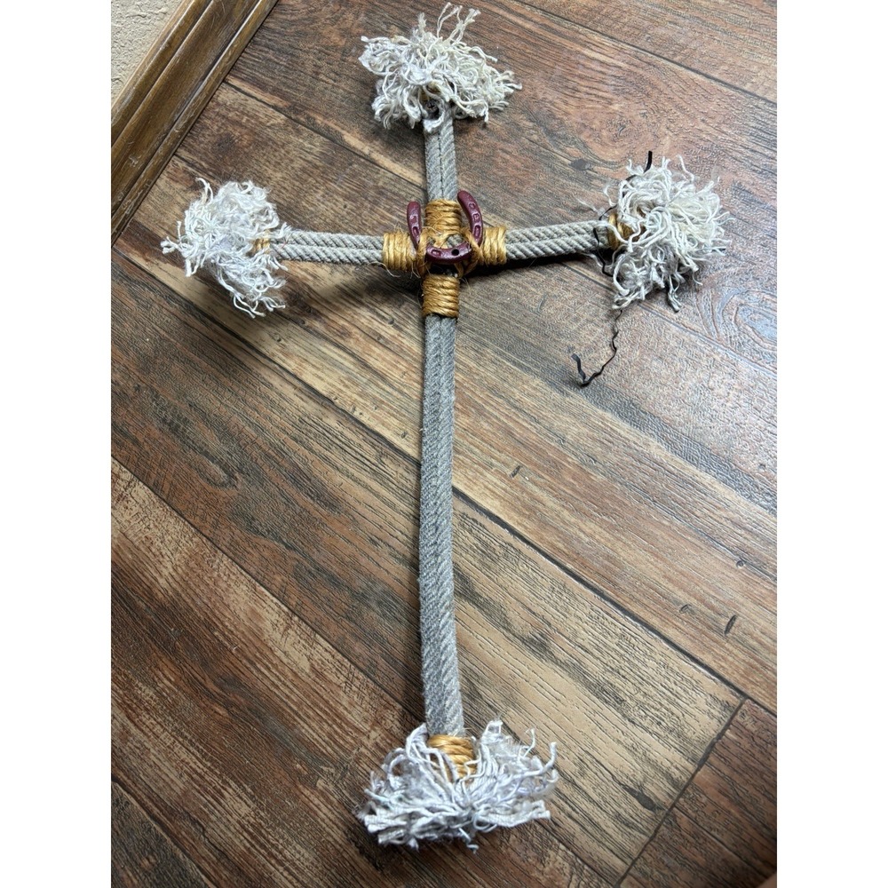 Lariat Cross Crucifix Rope Western Cowboy Church - Handmade Western Decor Wall